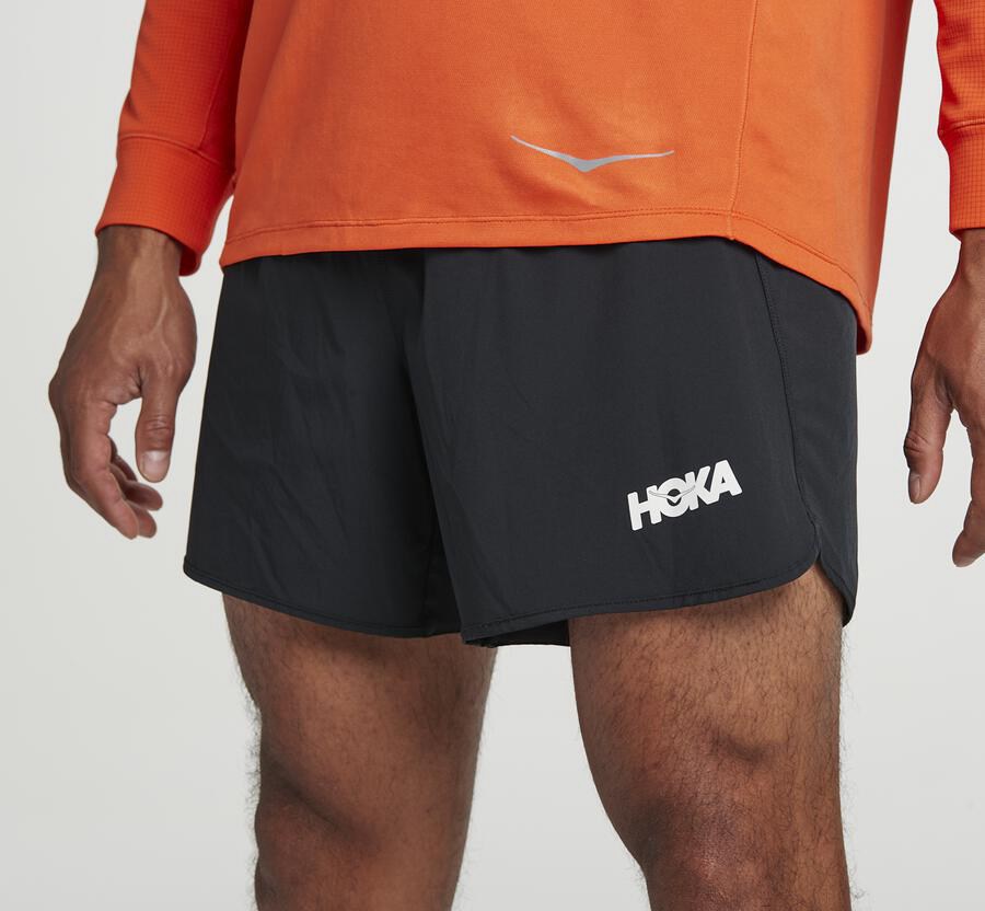 Hoka One One Mens Shorts - Performance - Black - TUOS59237
